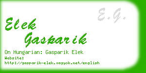 elek gasparik business card